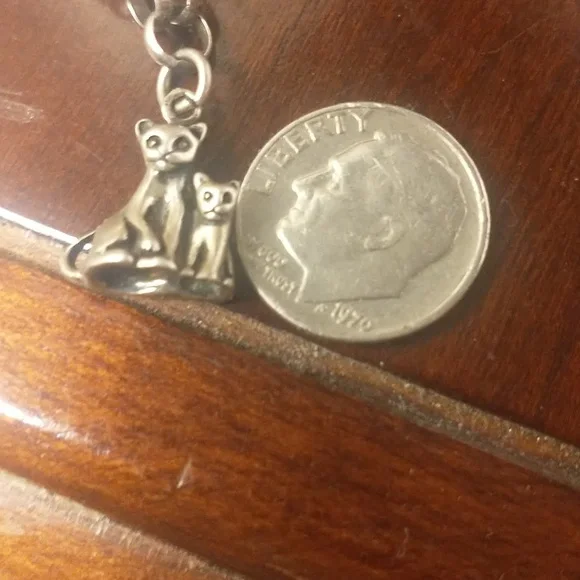 Silver SS925 Kitty Cat & Mama Cat 3-D Charm For Bracelet Or Pendant For Necklace - Picture 3 of 11